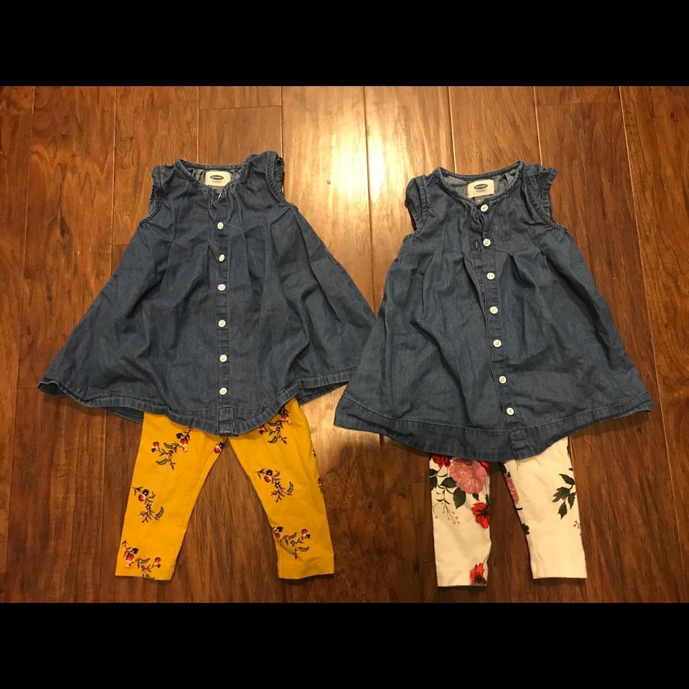 Denim dresses with leggings